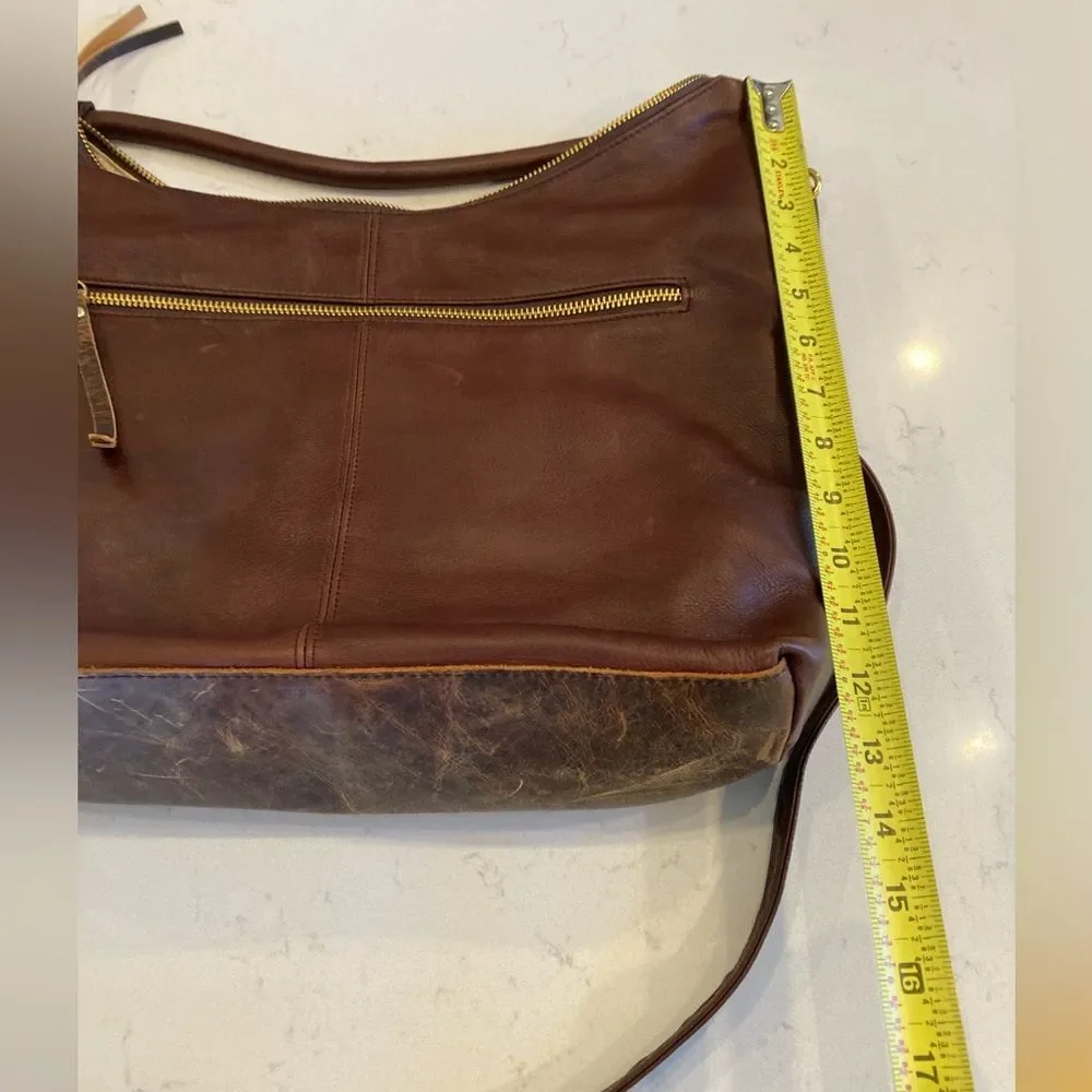 Osgoode Marley 100% Leather Distress Patina Thea 2 Way Chocolate Brown Hobo bag